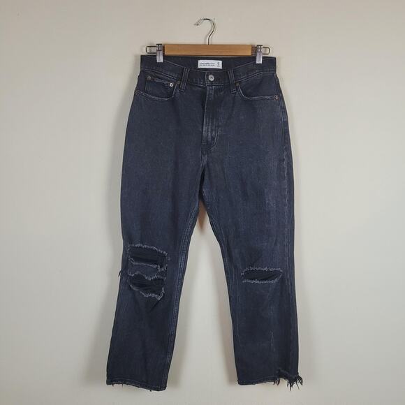 Abercrombie & Fitch Denim - Abercrombie & Fitch Jeans 28 6S Black Denim Faded Ultra High Rise Straight Ankle